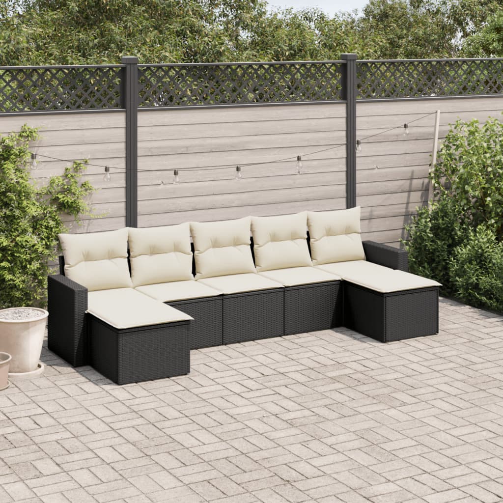 Set Divani da Giardino con Cuscini 7pz Nero Polyrattan - homemem39