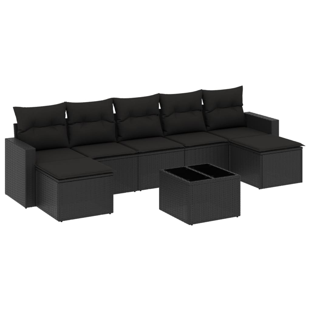 Set Divani da Giardino con Cuscini 8 pz Nero in Polyrattan - homemem39