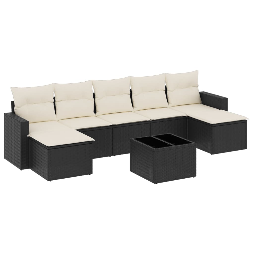 Set Divani da Giardino con Cuscini 8 pz Nero in Polyrattan