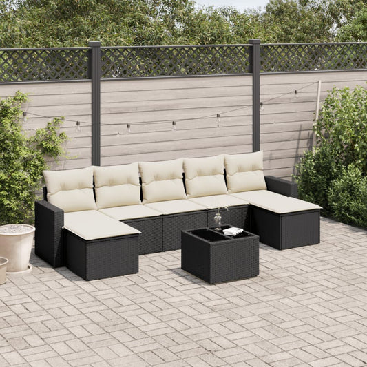 Set Divani da Giardino con Cuscini 8 pz Nero in Polyrattan - homemem39