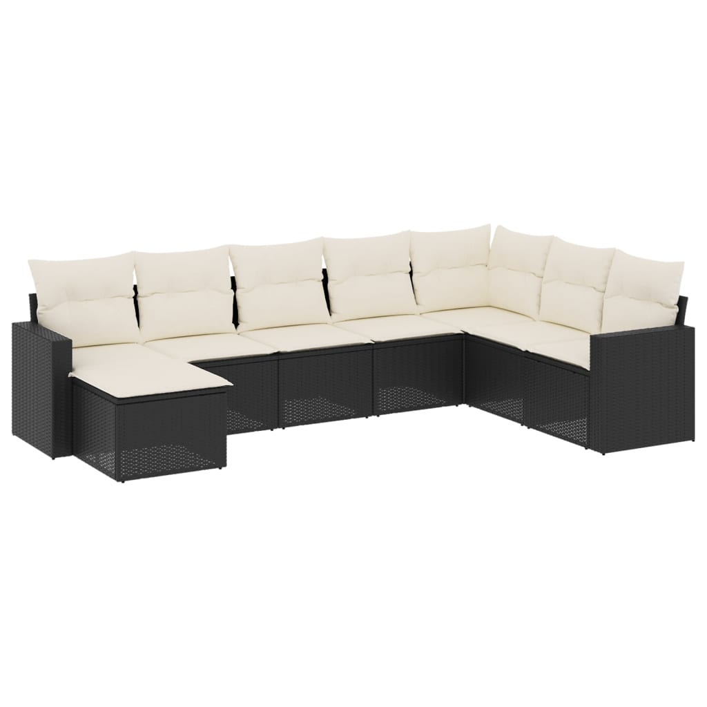 Set Divani da Giardino con Cuscini 8 pz Nero in Polyrattan - homemem39