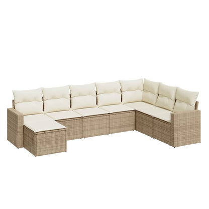 Set Divano da Giardino 8 pz con Cuscini Beige in Polyrattan - homemem39