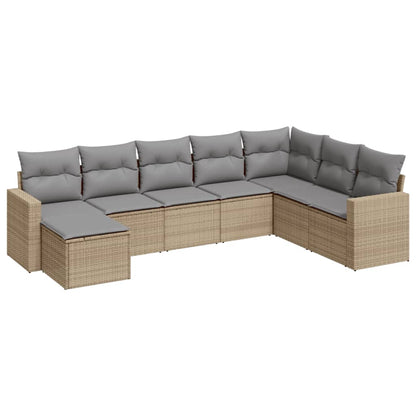 Set Divano da Giardino 8 pz con Cuscini Beige in Polyrattan - homemem39