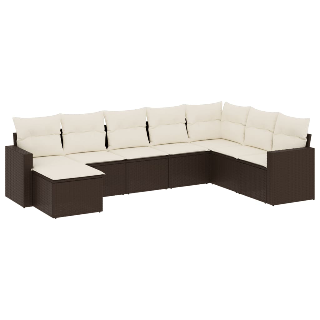 Set Divani da Giardino 8 pz con Cuscini Marrone in Polyrattan - homemem39