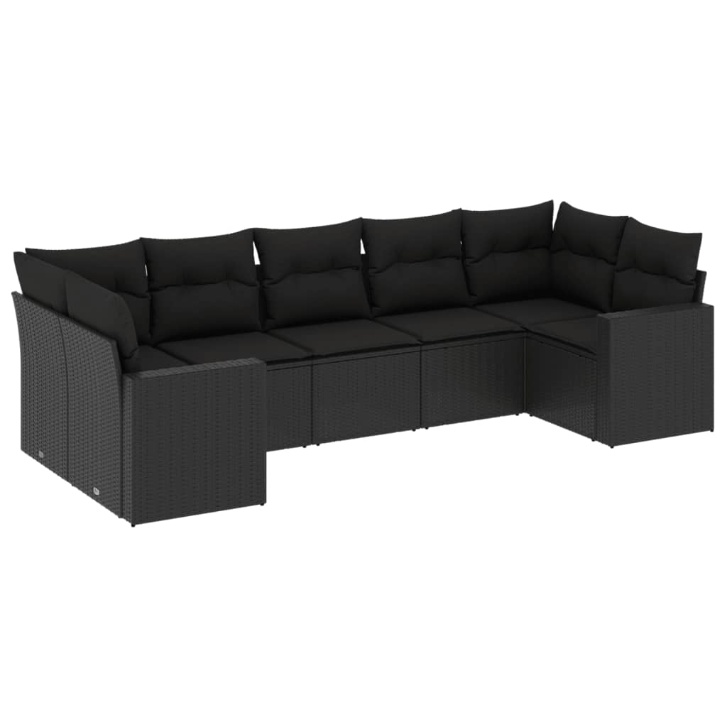 Set Divani da Giardino con Cuscini 7pz Nero Polyrattan - homemem39