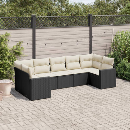 Set Divani da Giardino con Cuscini 7pz Nero Polyrattan - homemem39