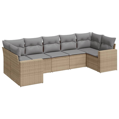 Set Divani da Giardino 7 pz con Cuscini Beige in Polyrattan - homemem39