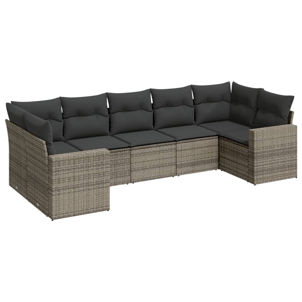 Set Divani da Giardino 7 pz con Cuscini Grigio in Polyrattan - homemem39