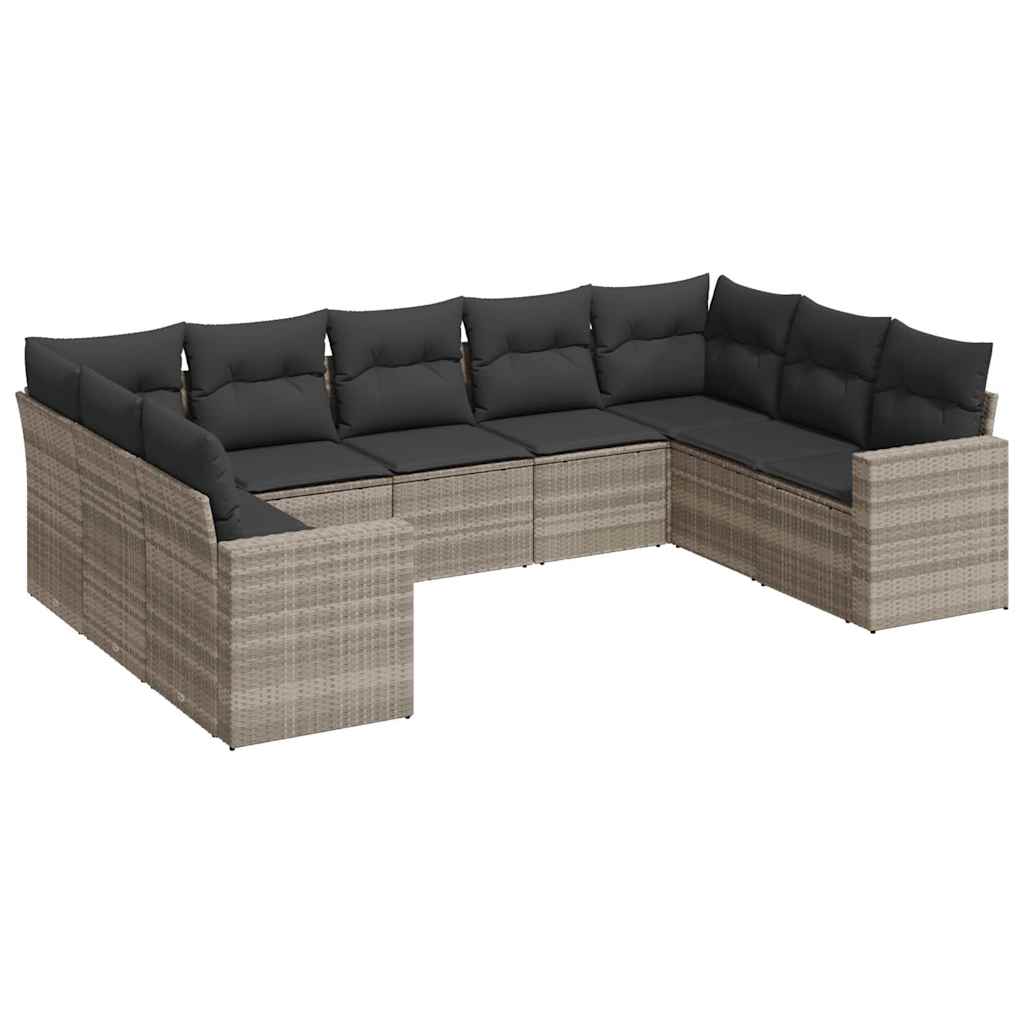Set Divano da Giardino 9pz con Cuscini Polyrattan