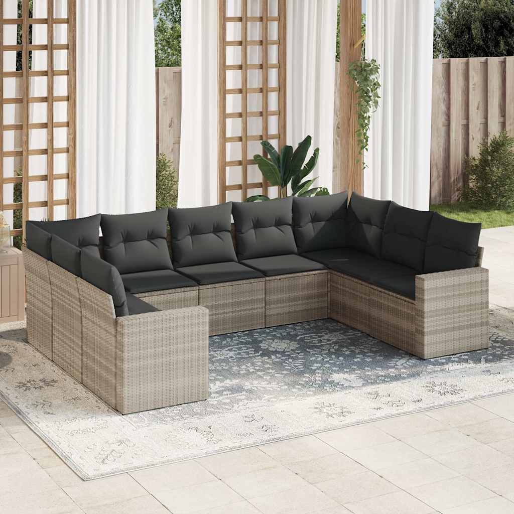 Set Divano da Giardino 9pz con Cuscini Polyrattan