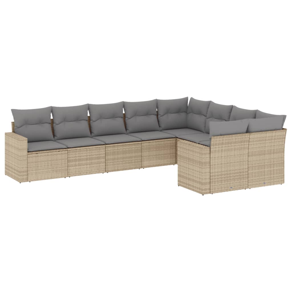 Set Divano da Giardino 9 pz con Cuscini in Polyrattan