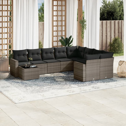Set Divano da Giardino 10 pz con Cuscini in Polyrattan