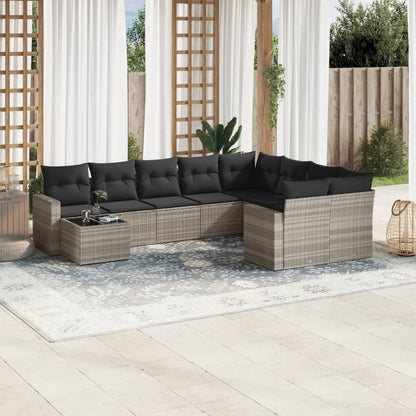 Set Divano da Giardino 10 pz con Cuscini in Polyrattan