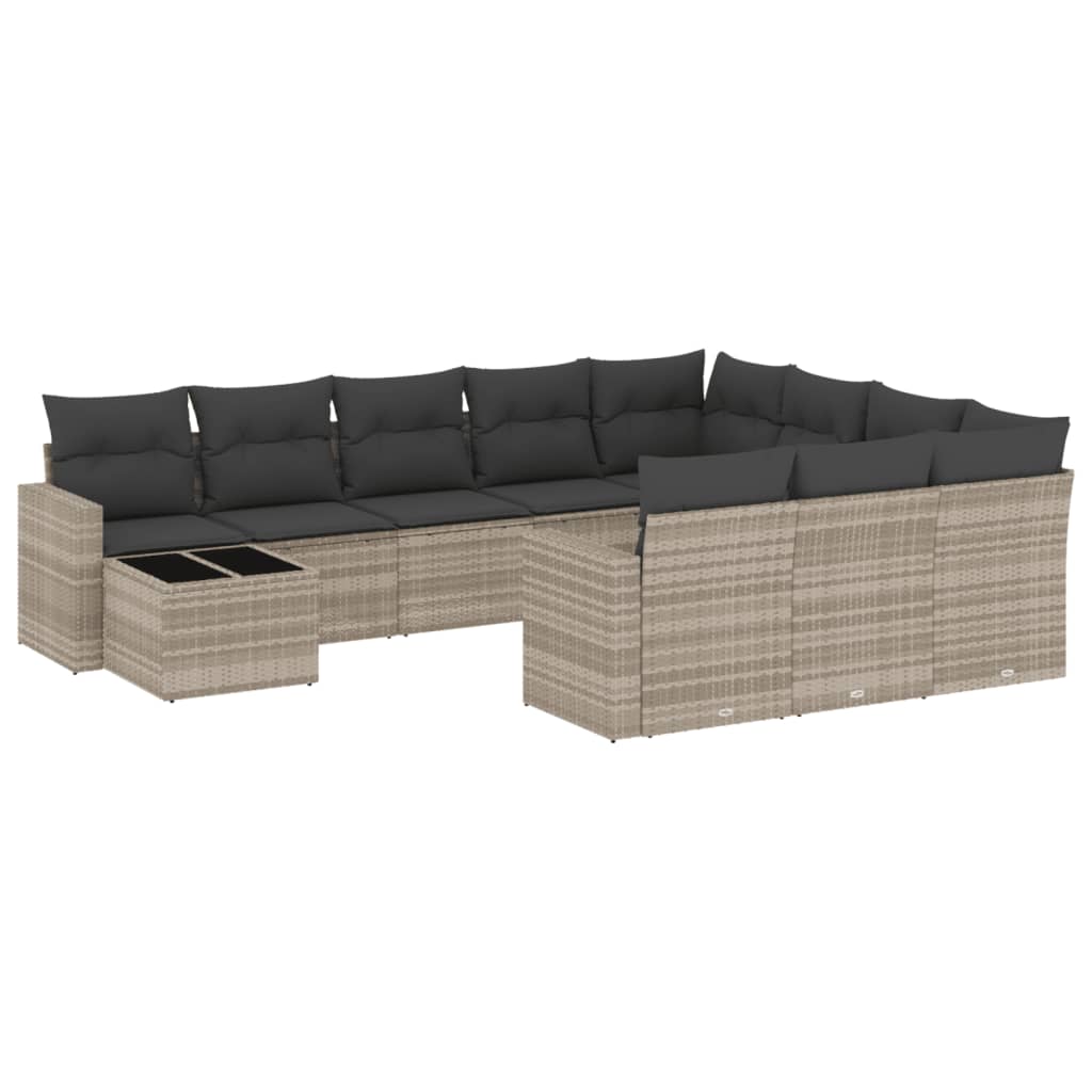 Set Divani da Giardino 11 pz con Cuscini in Polyrattan Grigio - homemem39