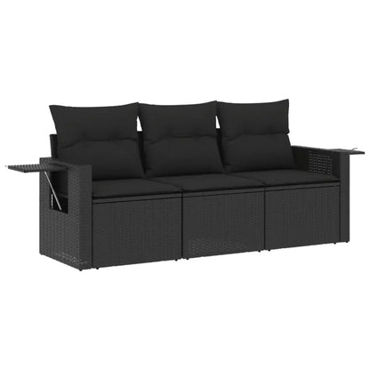 Set Divani da Giardino 3 pz con Cuscini in Polyrattan Nero - homemem39