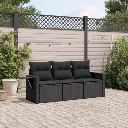 Set Divani da Giardino 3 pz con Cuscini in Polyrattan Nero - homemem39