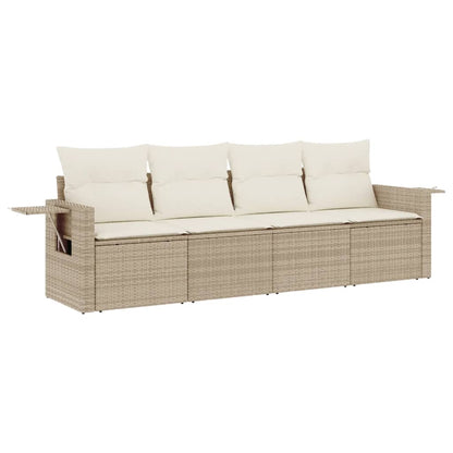 Set Divano da Giardino 4 pz con Cuscini in Polyrattan