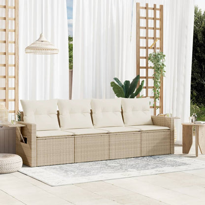 Set Divano da Giardino 4 pz con Cuscini in Polyrattan