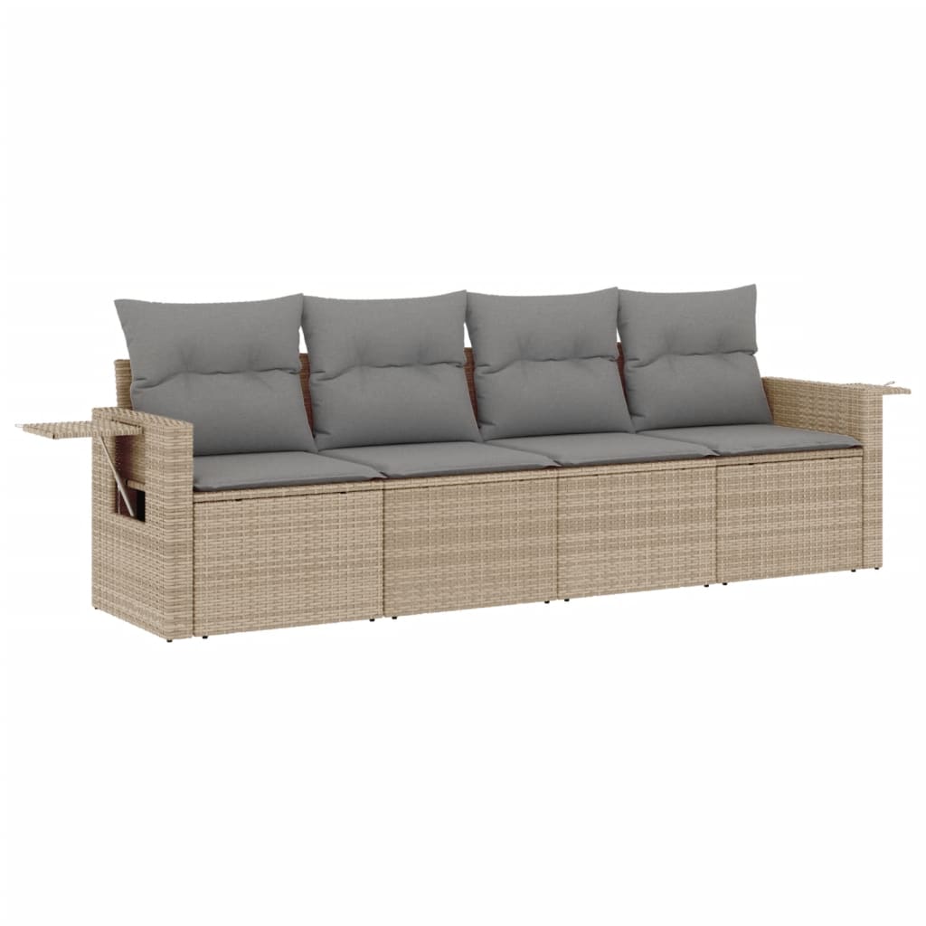 Set Divano da Giardino 4 pz con Cuscini in Polyrattan