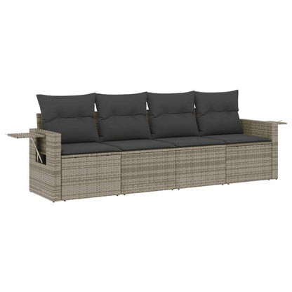 Set Divani da Giardino 4 pz con Cuscini in Polyrattan Grigio - homemem39