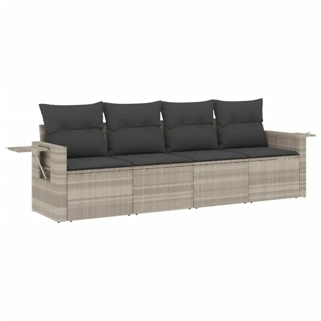 Set Divano da Giardino 4pz con Cuscini Grigio Chiaro Polyrattan - homemem39