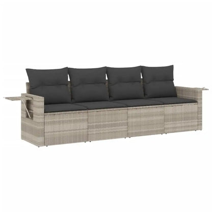 Set Divano da Giardino 4pz con Cuscini Grigio Chiaro Polyrattan - homemem39