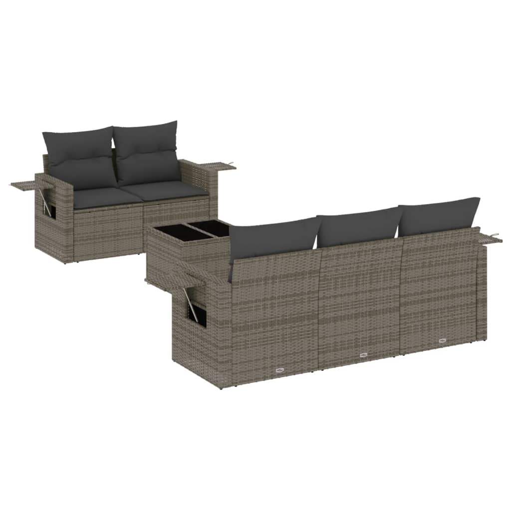 Set Divano da Giardino 6 pz con Cuscini Grigio in Polyrattan - homemem39