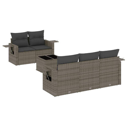 Set Divano da Giardino 6 pz con Cuscini Grigio in Polyrattan - homemem39
