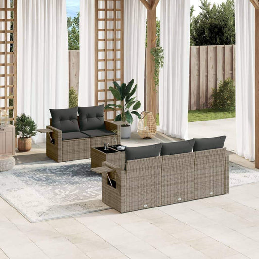 Set Divano da Giardino 6 pz con Cuscini Grigio in Polyrattan - homemem39