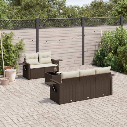 Set Divano da Giardino 6 pz con Cuscini Marrone in Polyrattan - homemem39