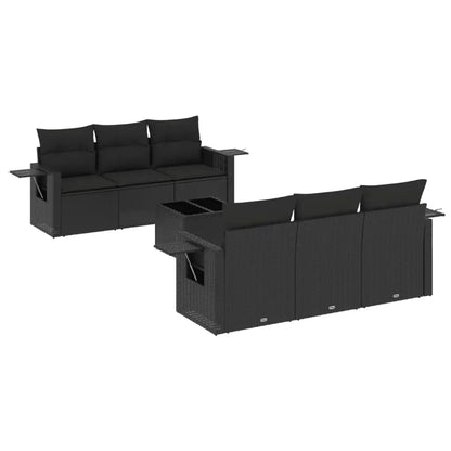 Set Divani da Giardino con Cuscini 7pz Nero Polyrattan - homemem39