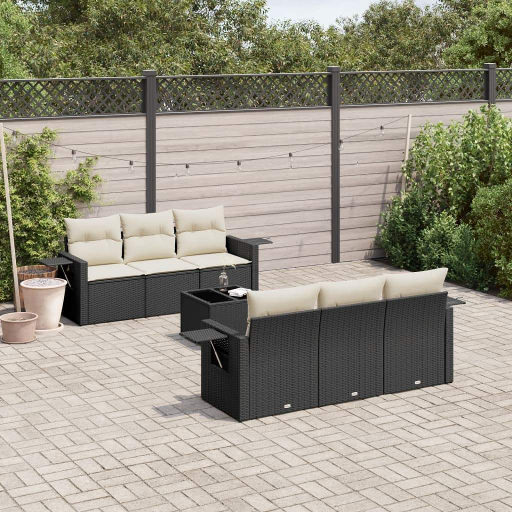 Set Divani da Giardino con Cuscini 7pz Nero Polyrattan - homemem39