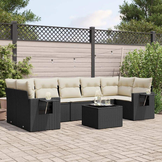 Set Divani da Giardino con Cuscini 8 pz Nero in Polyrattan - homemem39