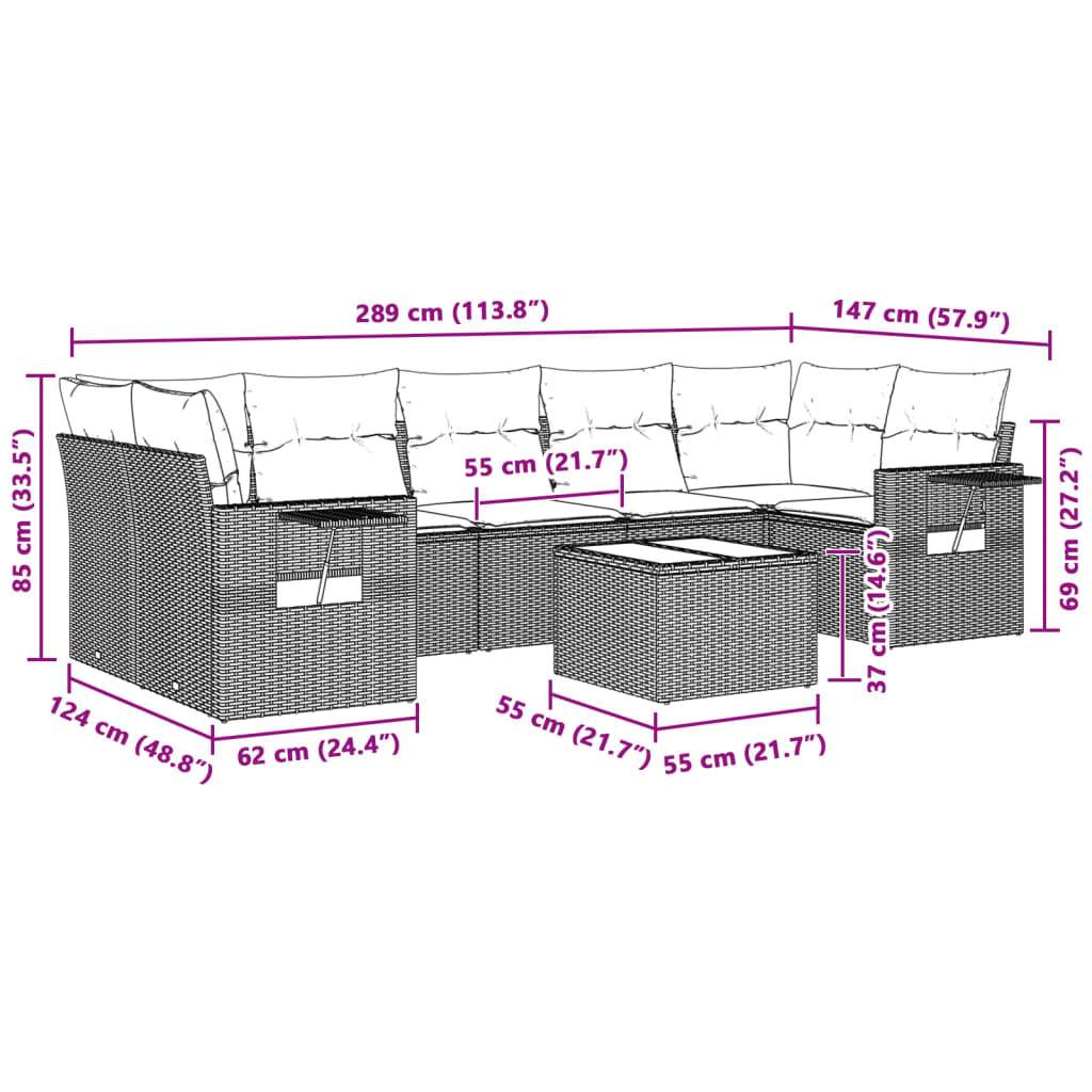 Set Divano da Giardino 8pz con Cuscini Grigio Chiaro Polyrattan - homemem39