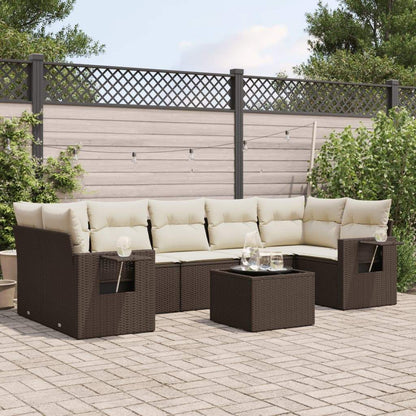 Set Divani da Giardino 8 pz con Cuscini Marrone in Polyrattan - homemem39