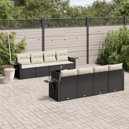 Set Divani da Giardino 9 pz con Cuscini Nero in Polyrattan - homemem39