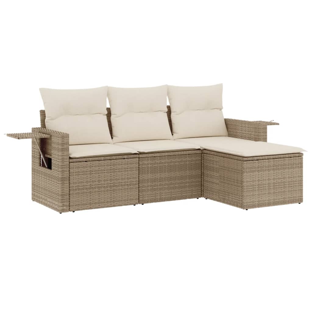 Set Divano da Giardino 4 pz con Cuscini in Polyrattan
