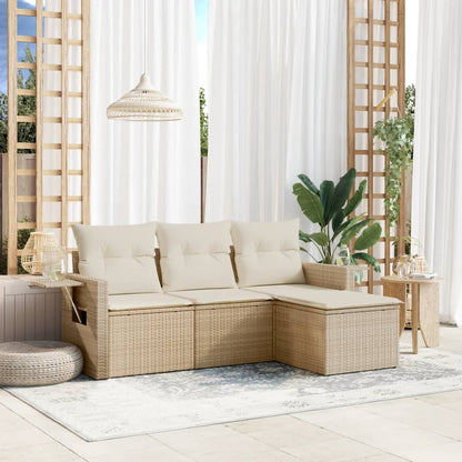 Set Divano da Giardino 4 pz con Cuscini in Polyrattan