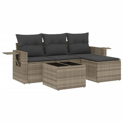 Set Divano da Giardino 4pz con Cuscini Grigio Chiaro Polyrattan - homemem39