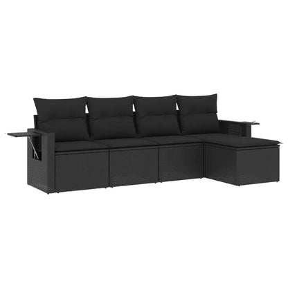 Set Divani da Giardino 5 pz con Cuscini in Polyrattan Nero - homemem39