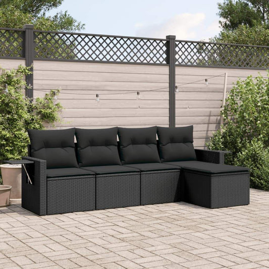 Set Divani da Giardino 5 pz con Cuscini in Polyrattan Nero - homemem39