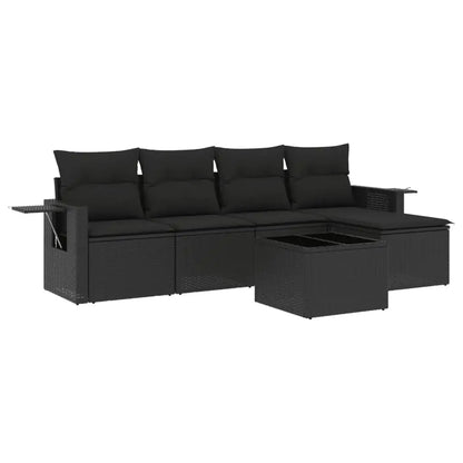 Set Divano da Giardino 6 pz con Cuscini Nero in Polyrattan - homemem39