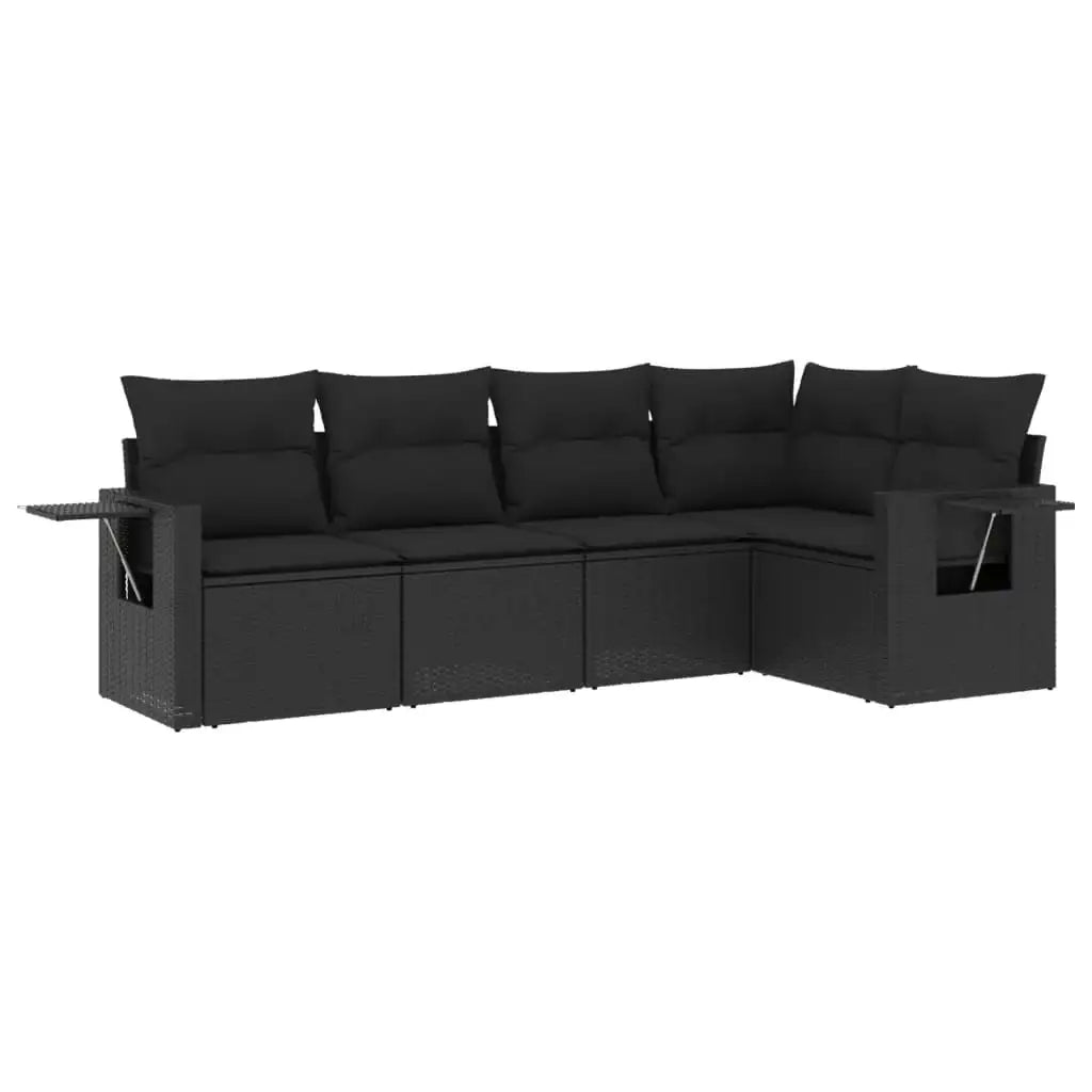 Set Divani da Giardino 5 pz con Cuscini in Polyrattan Nero - homemem39