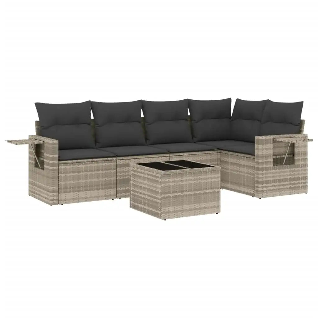 Set Divano da Giardino 6pz con Cuscini Grigio Chiaro Polyrattan - homemem39