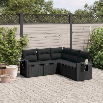 Set Divani da Giardino 5 pz con Cuscini in Polyrattan Nero - homemem39