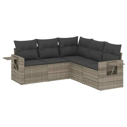 Set Divano da Giardino 5pz con Cuscini Grigio Chiaro Polyrattan - homemem39