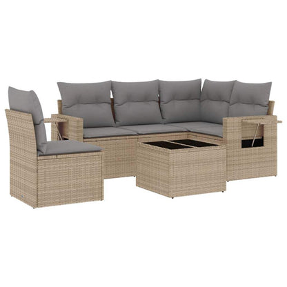Set Divano da Giardino 6 pz con Cuscini Beige in Polyrattan - homemem39