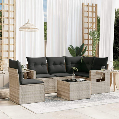 Set Divano da Giardino 6pz con Cuscini Grigio Chiaro Polyrattan - homemem39