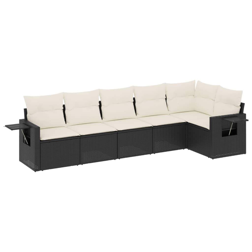 Set Divano da Giardino 6 pz con Cuscini Nero in Polyrattan - homemem39