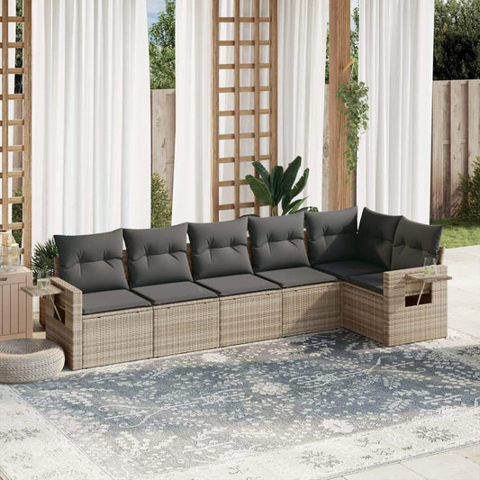 Set Divano da Giardino 6pz con Cuscini Grigio Chiaro Polyrattan - homemem39